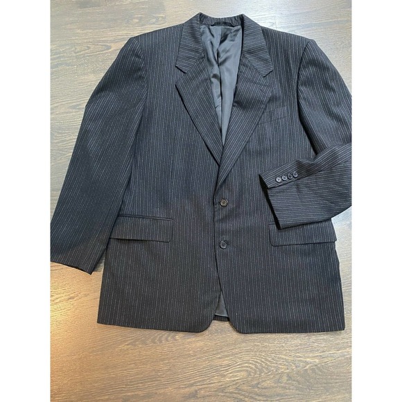 Hickey Freeman Sportcoat‎ Blazer in Black Striped~100%Wool~41R - Picture 1 of 4